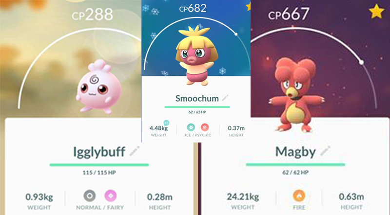 Igglybuff; Smoochum; Magby